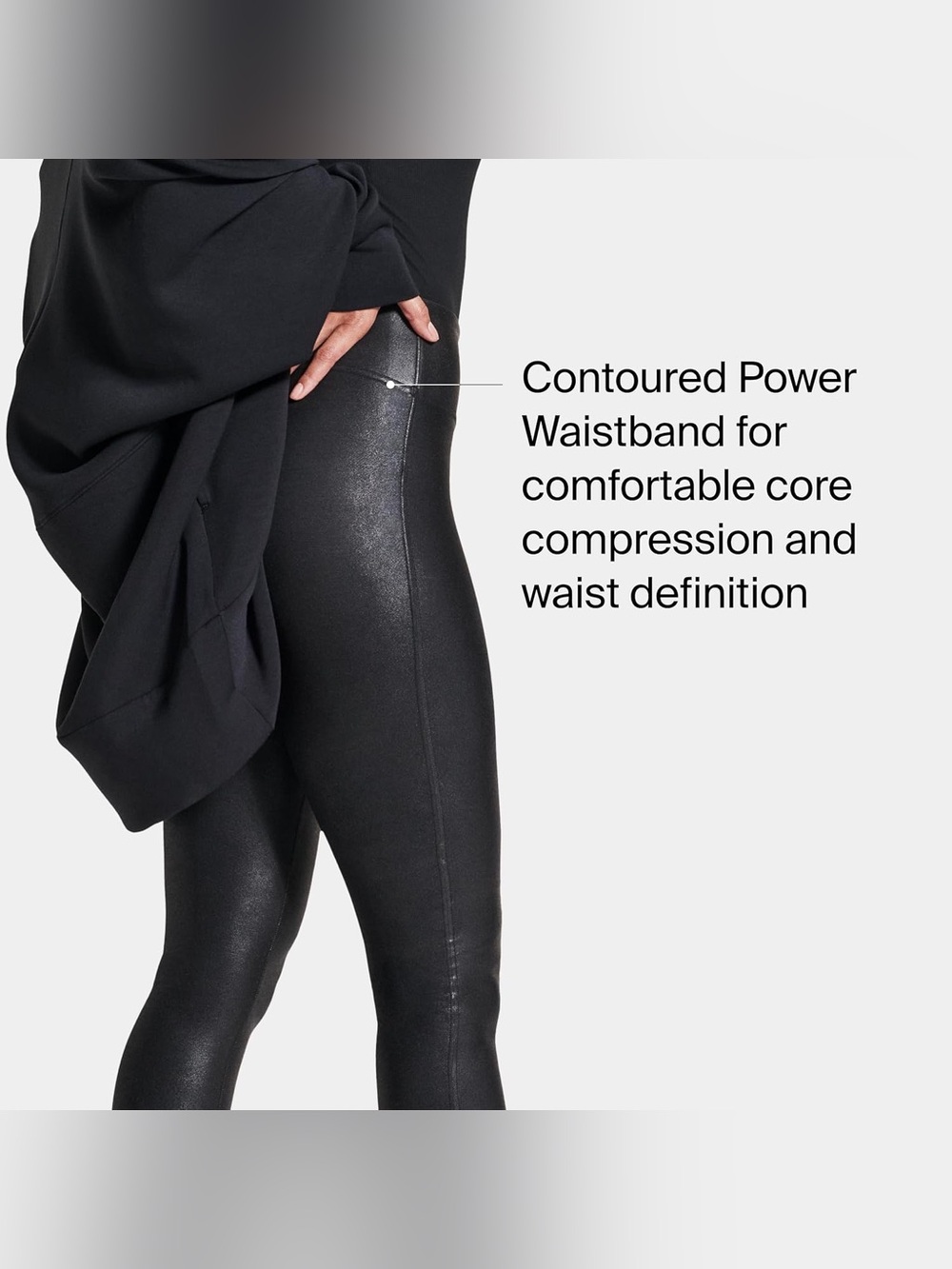 Spanx Faux Leather Leggings Tummy Control Contoured Waistband High Waist - Picture 3 of 8